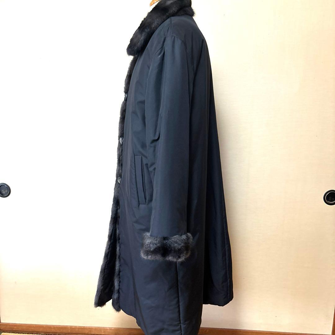 SR 新品　ファー付きロングコート　中綿入りL〜2Lサイズ