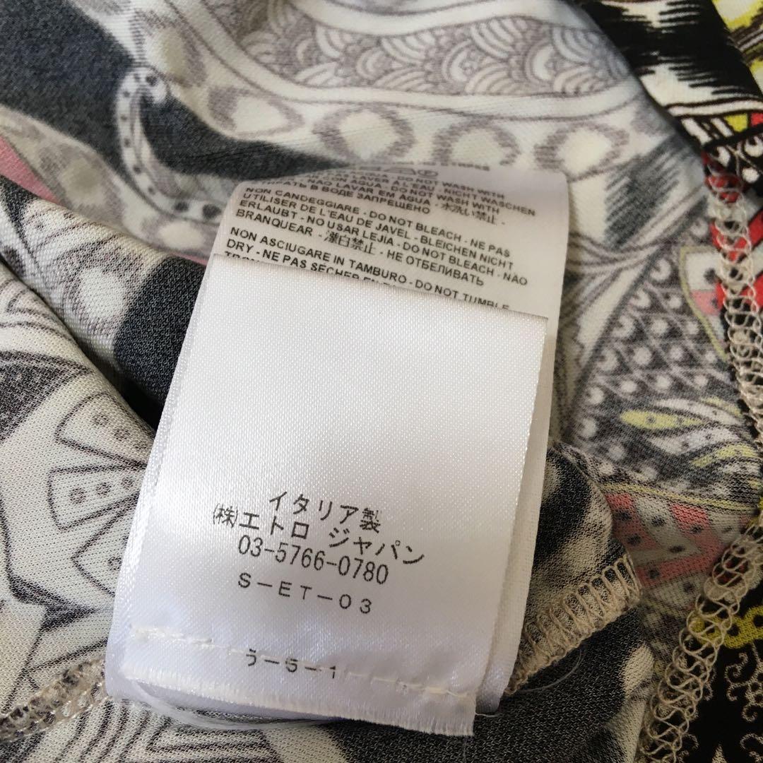 エトロ　イタリア製　総柄Tシャツ　ストレッチ素材　ビスコース　サイズS