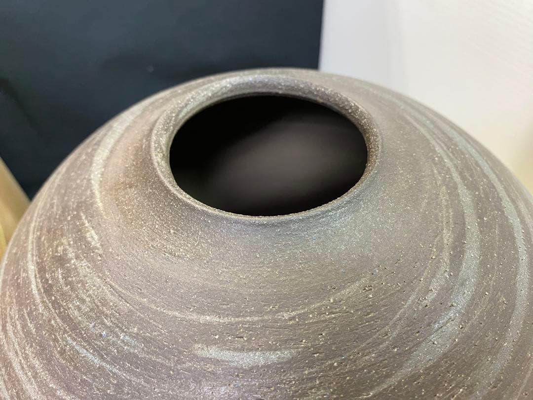 美濃焼 伝統工芸士 真山窯 伊藤真司 共箱 壺 花瓶 骨董品 約4.5kg 木箱