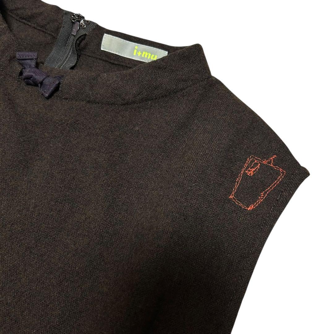 i+mu センソユニコ　ノースリーブワンピース　ウールカシミヤ　刺繍