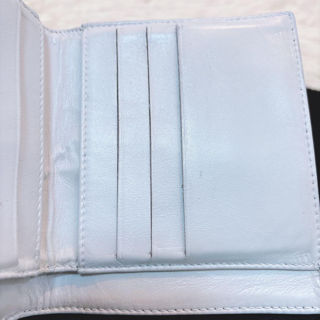 【シャネル】キャビアスキン 折り財布 Wホック チェーンウォレット 白 正規品