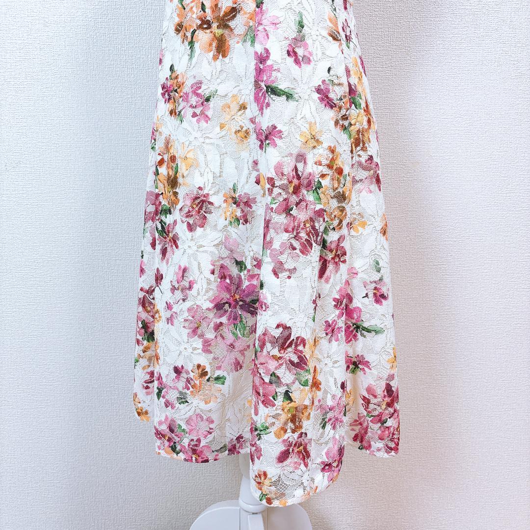【美品】トッカ TOCCA ノースリーブ ワンピース 6 花柄 ホワイト ピンク