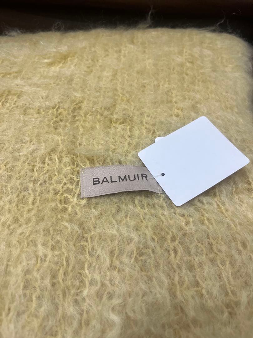 BALMUIL モヘア　マフラー　イエローフリンジ付き　バルミュール