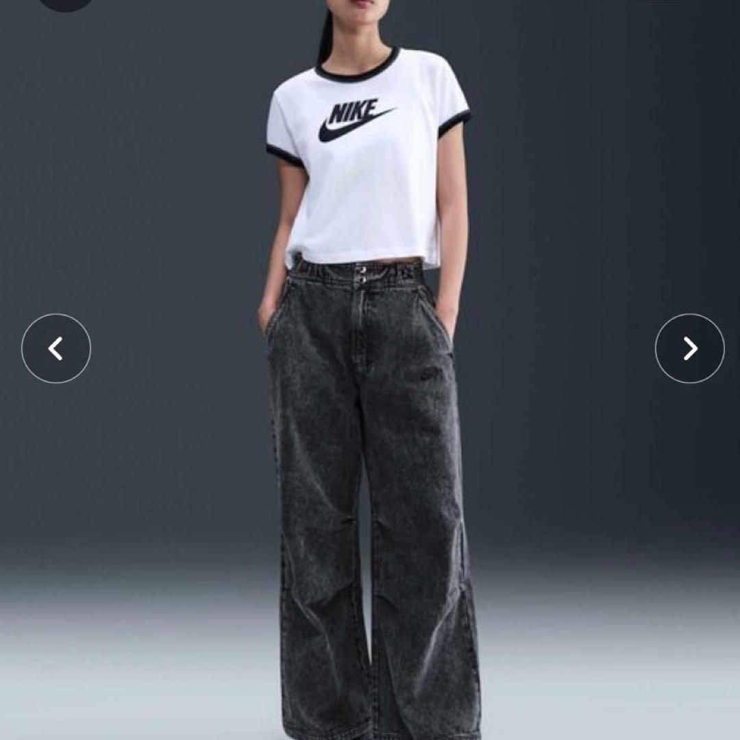 Nike ブラック ウィメンズ　ワイド　デニムパンツ　スポーツウェア