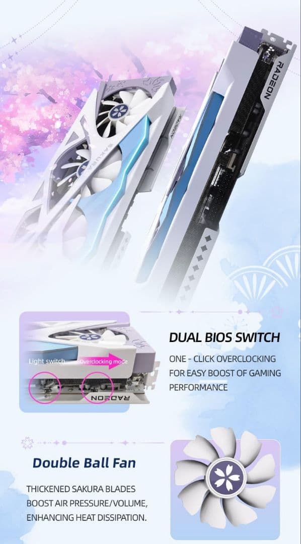グラフィックボード・グラボ・ビデオカード YESTON Radeon RX 9070 XT Sakura OC
