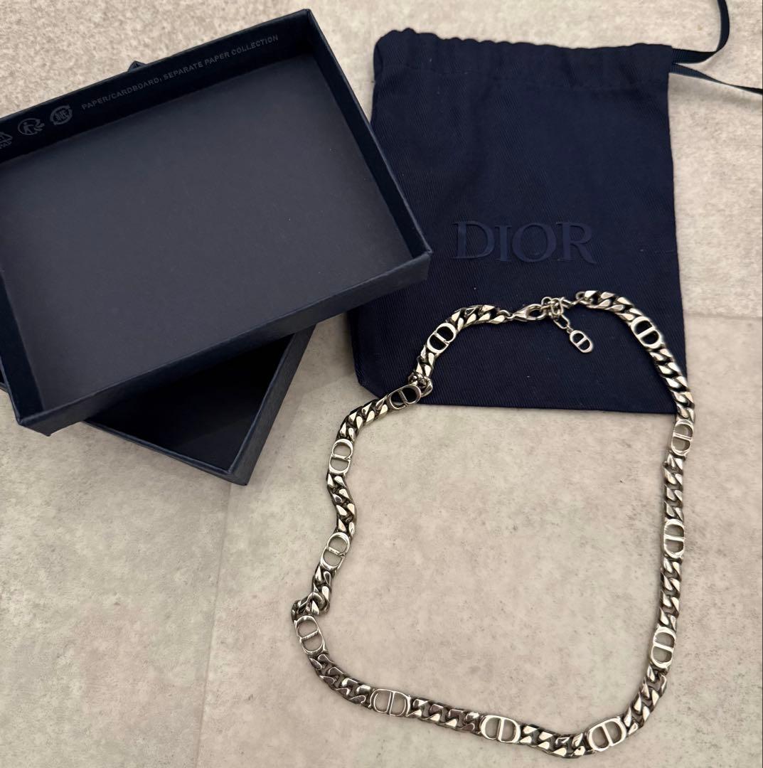 Christian Dior ネックレス　CDアイコンicon　チェーンシルバー