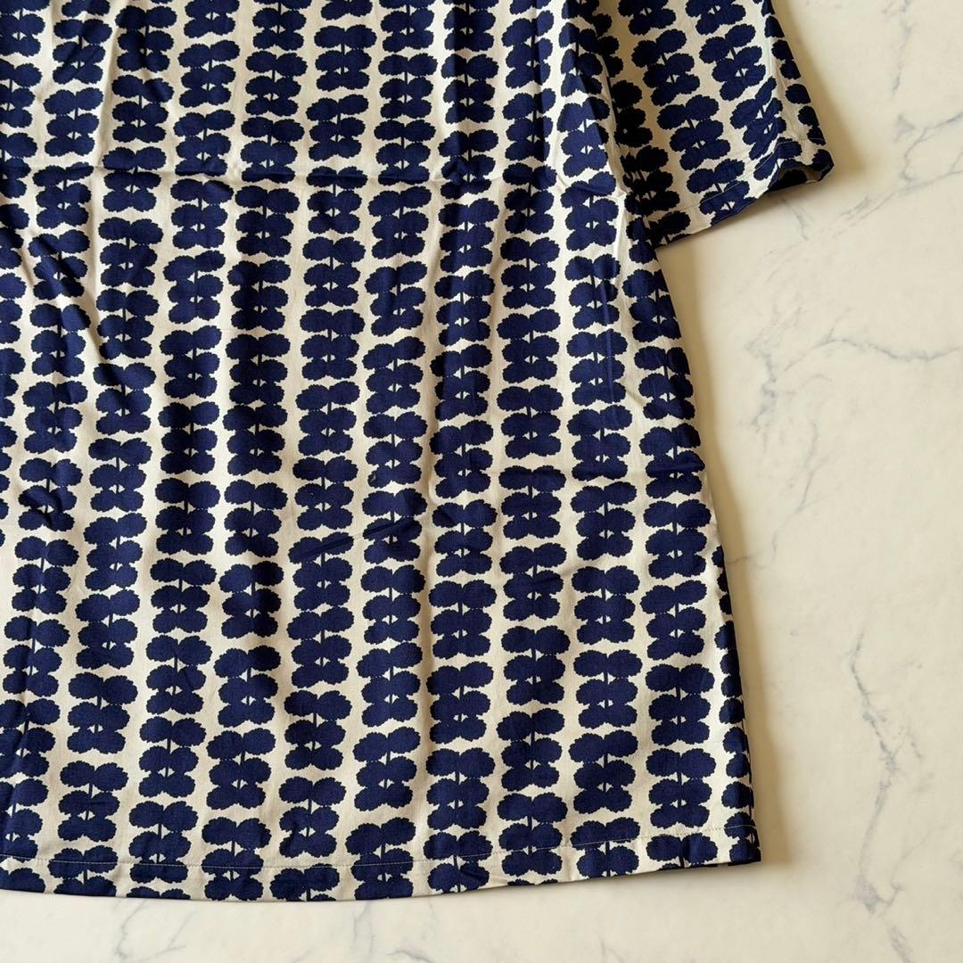 marimekko マリメッコ 総柄ワンピース M 七分袖 膝丈 北欧デザイン