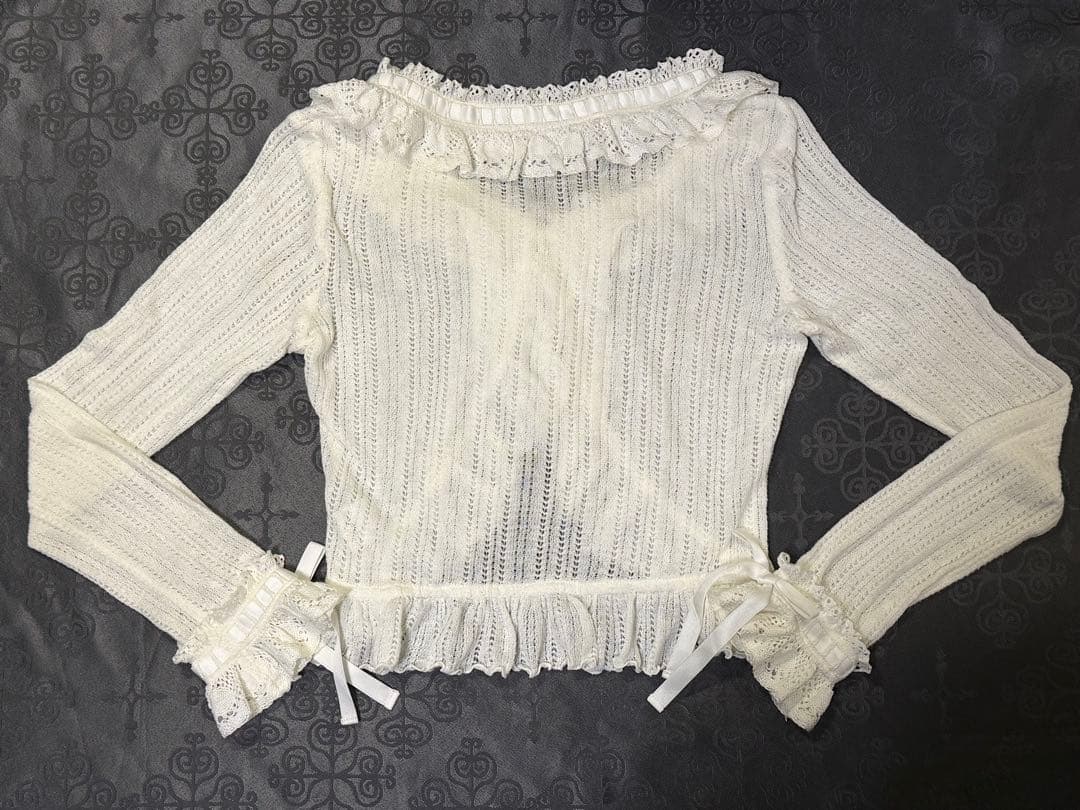 VictorianMaidenレースニットボレロカーディガン　オフホワイト白