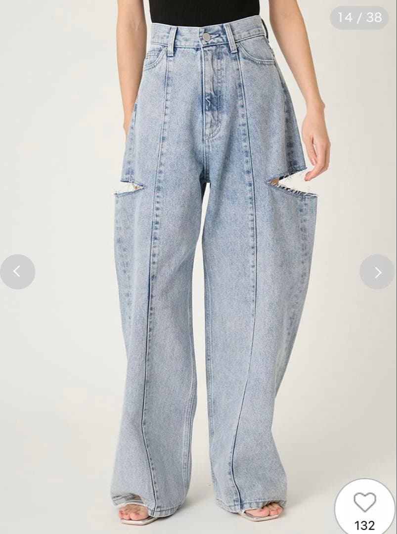 FRAY I.D フレイアイディー カットアウトバレルデニムパンツ 完売商品