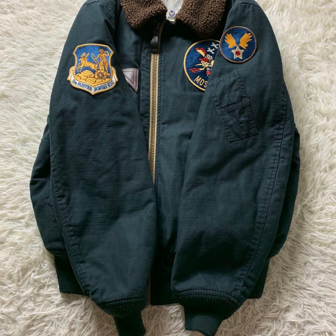 美品■アヴィレックス フライトジャケット B-15A 襟ボア ワッペン L