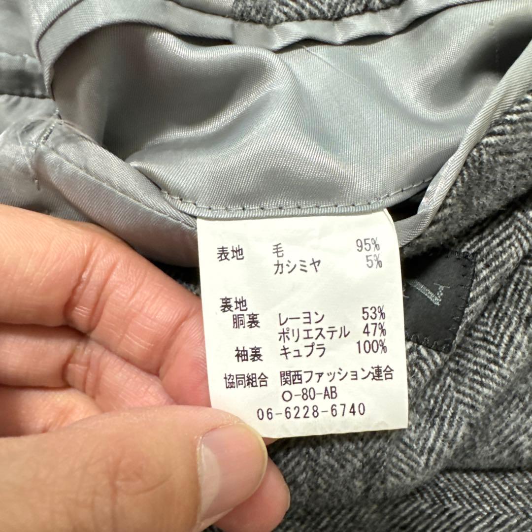 01 極美品　ヒルトン　テーラードジャケット　ダブル　グレー　カシミL
