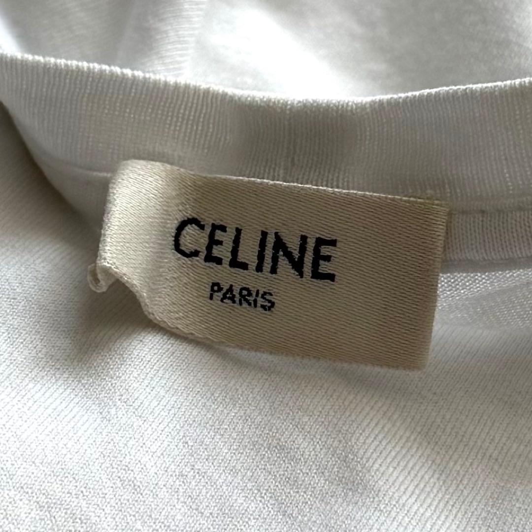 CELINE セリーヌ ロゴプリント ホワイトTシャツ コットン XS