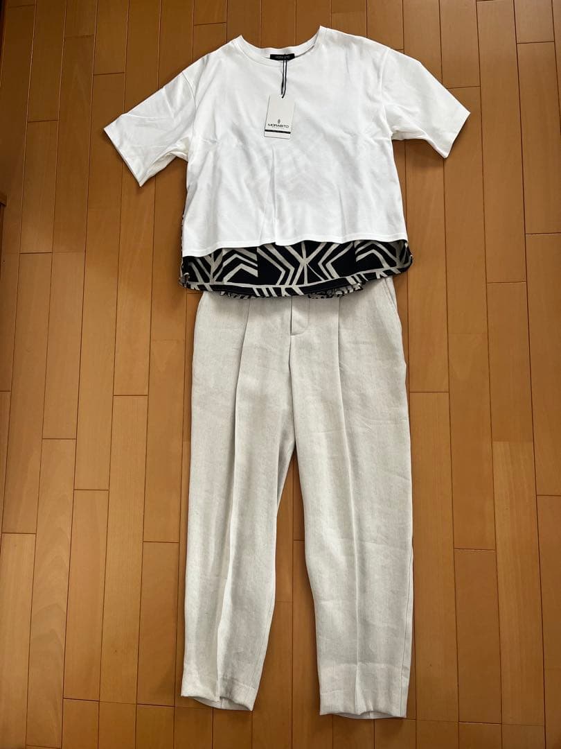 MORABITO PREMIER モラビトプルミエ　リーフ柄Tシャツ　⑥