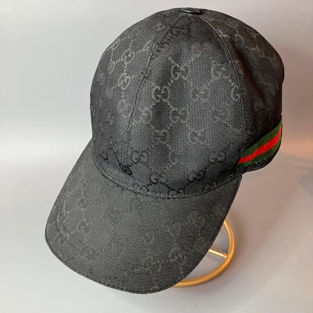 ◆GUCCI グッチ GGマーク シェリーライン ブラック キャップ