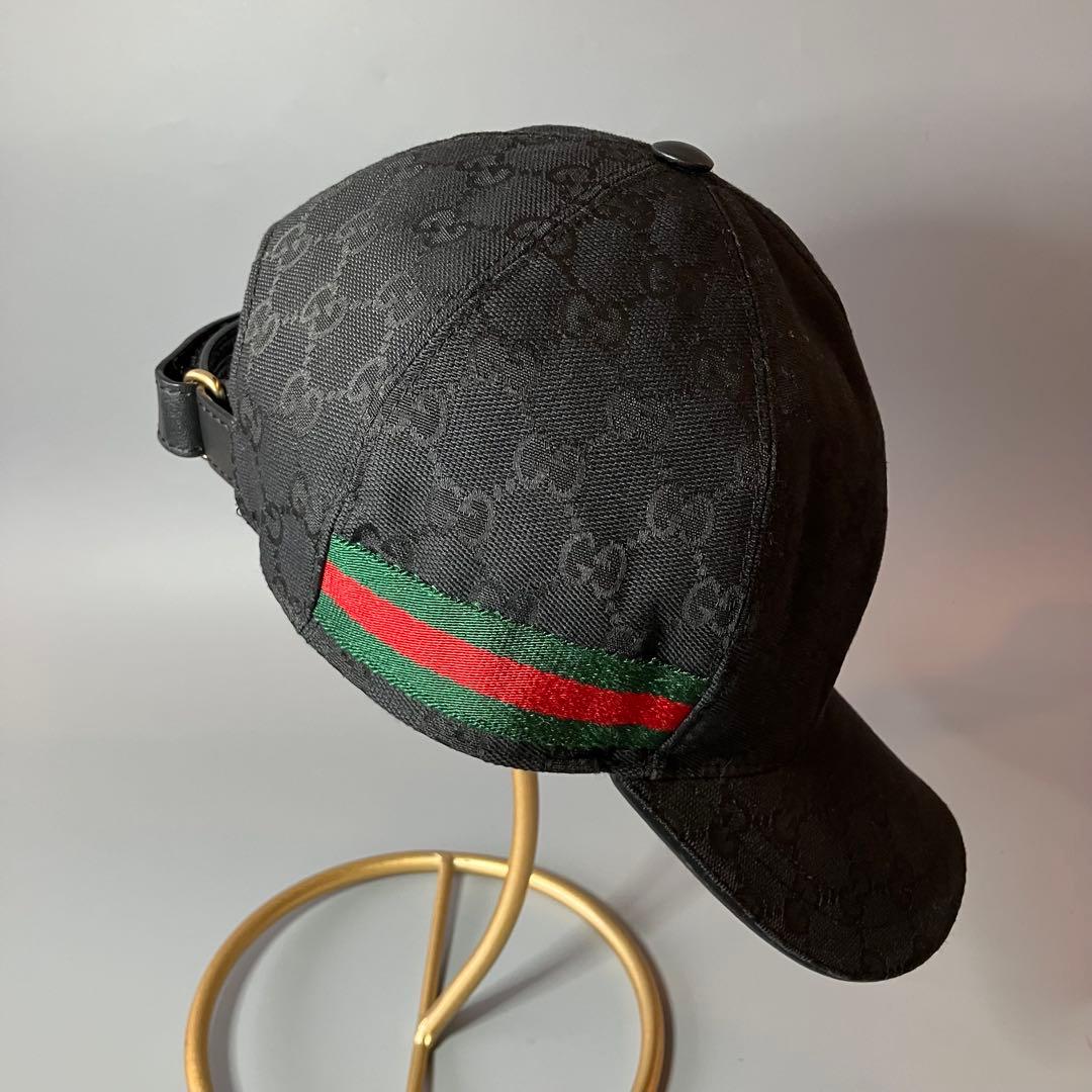 ◆GUCCI グッチ GGマーク シェリーライン ブラック キャップ