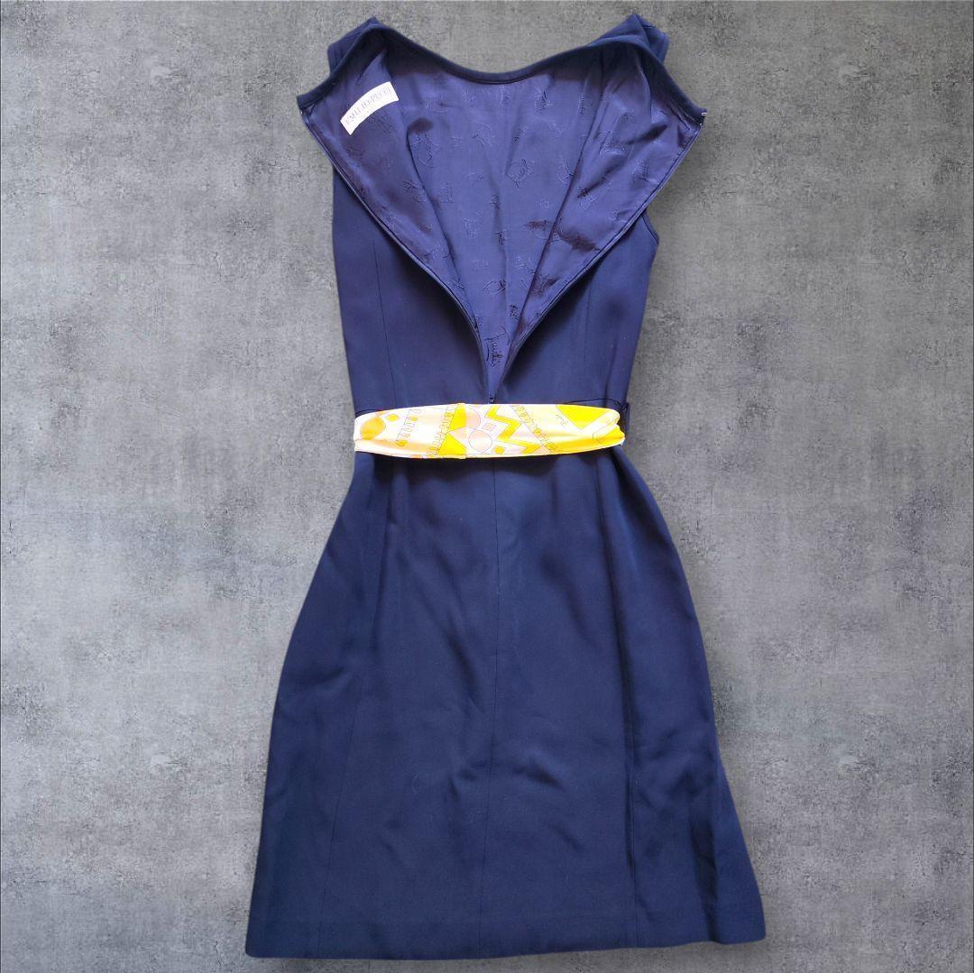 【未使用級】EMILIO PUCCI エミリオプッチリボンワンピース 黒黄 XS