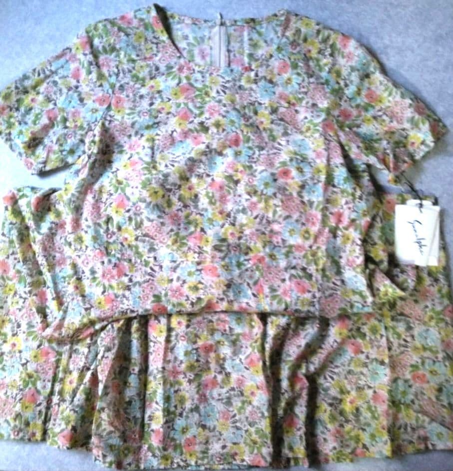 新品　シルク混　レディース　ワンピース　リバティ風柄　絹　SILK　コットン