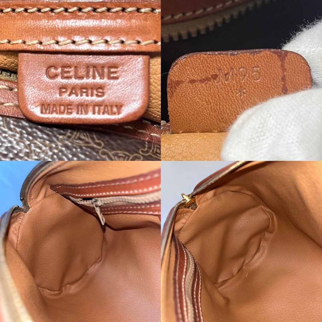 CELINE セリーヌ マカダム ミニボストン ハンドバッグ ブラウン M95