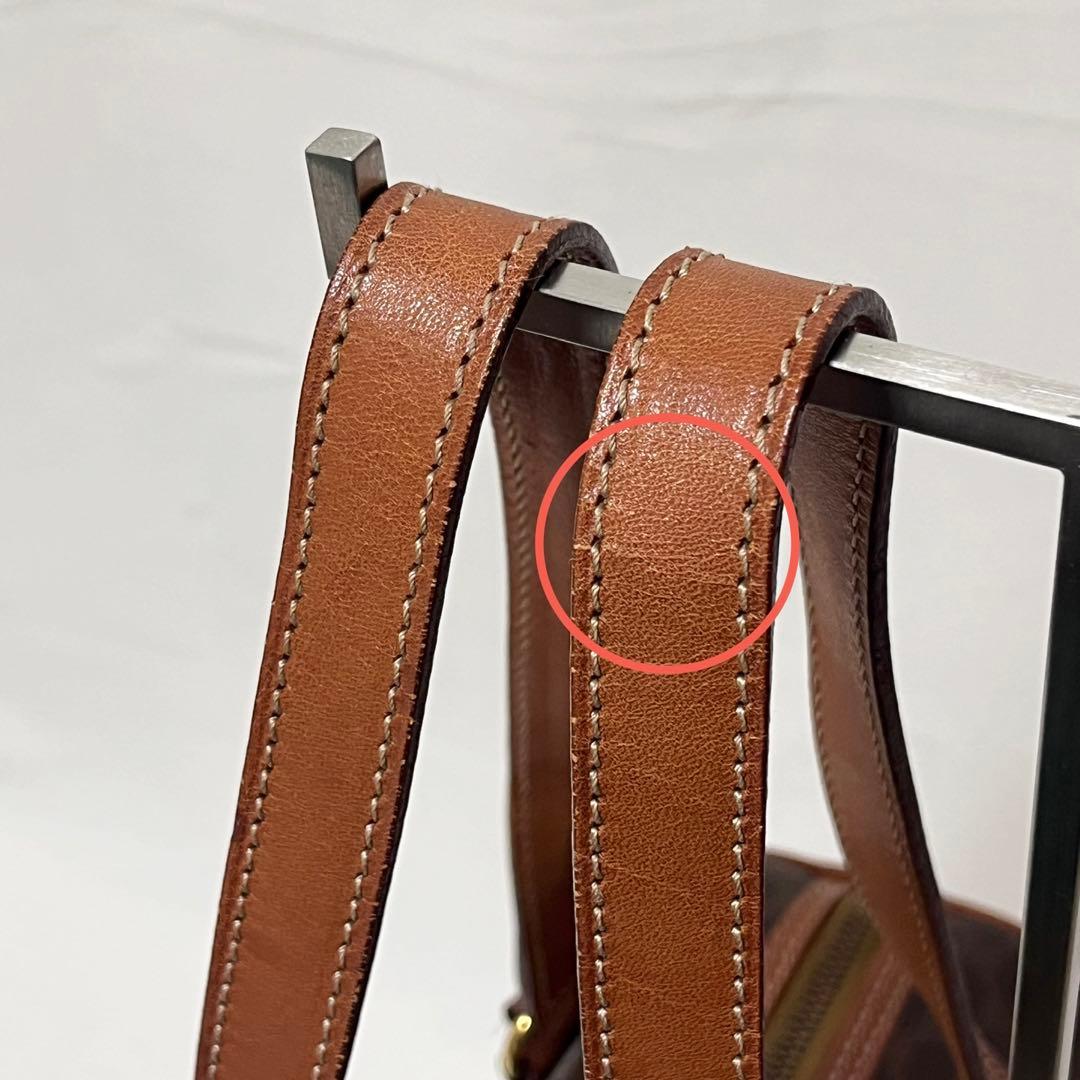 CELINE セリーヌ マカダム ミニボストン ハンドバッグ ブラウン M95