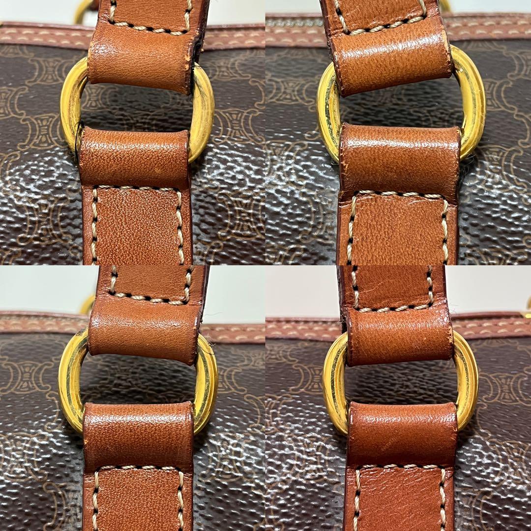 CELINE セリーヌ マカダム ミニボストン ハンドバッグ ブラウン M95