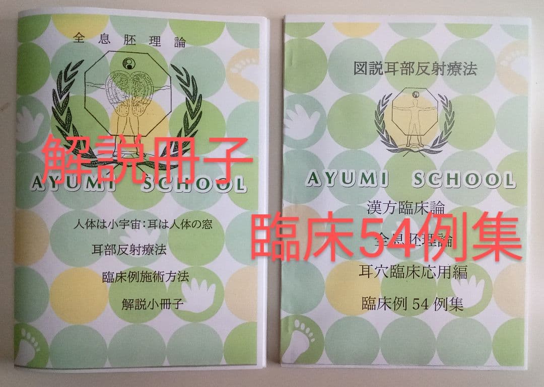 Bc:耳つぼ：耳臨床54例集+臓器/躯体ラミネート+解説冊子/プリント13set