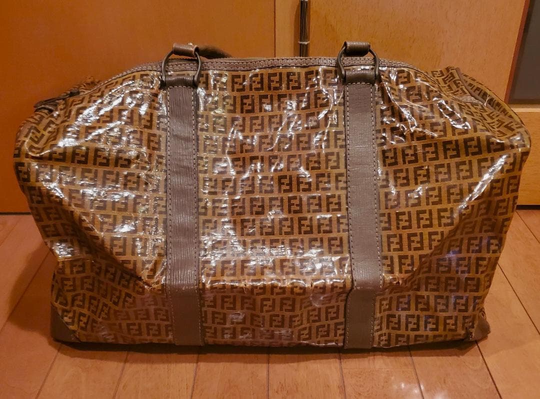 ヴィンテージ FENDI フェンディ ズッカ柄 ボ4ストンバッグ PVC レザー