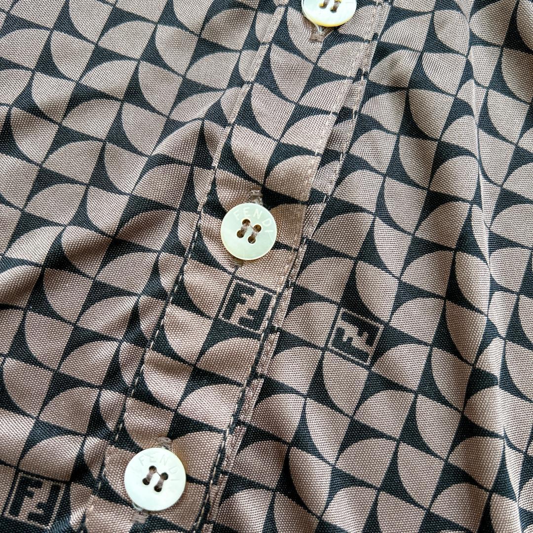 FENDI 半袖 カットソー ポロシャツ ストレッチ 総ロゴ 44 L