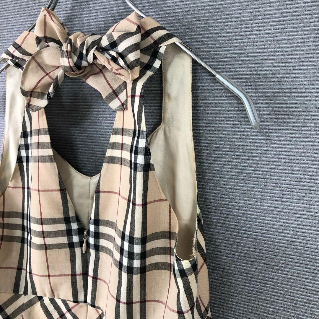 BURBERRY ホルターネック ノバチェック ワンピース 38 ベージュ