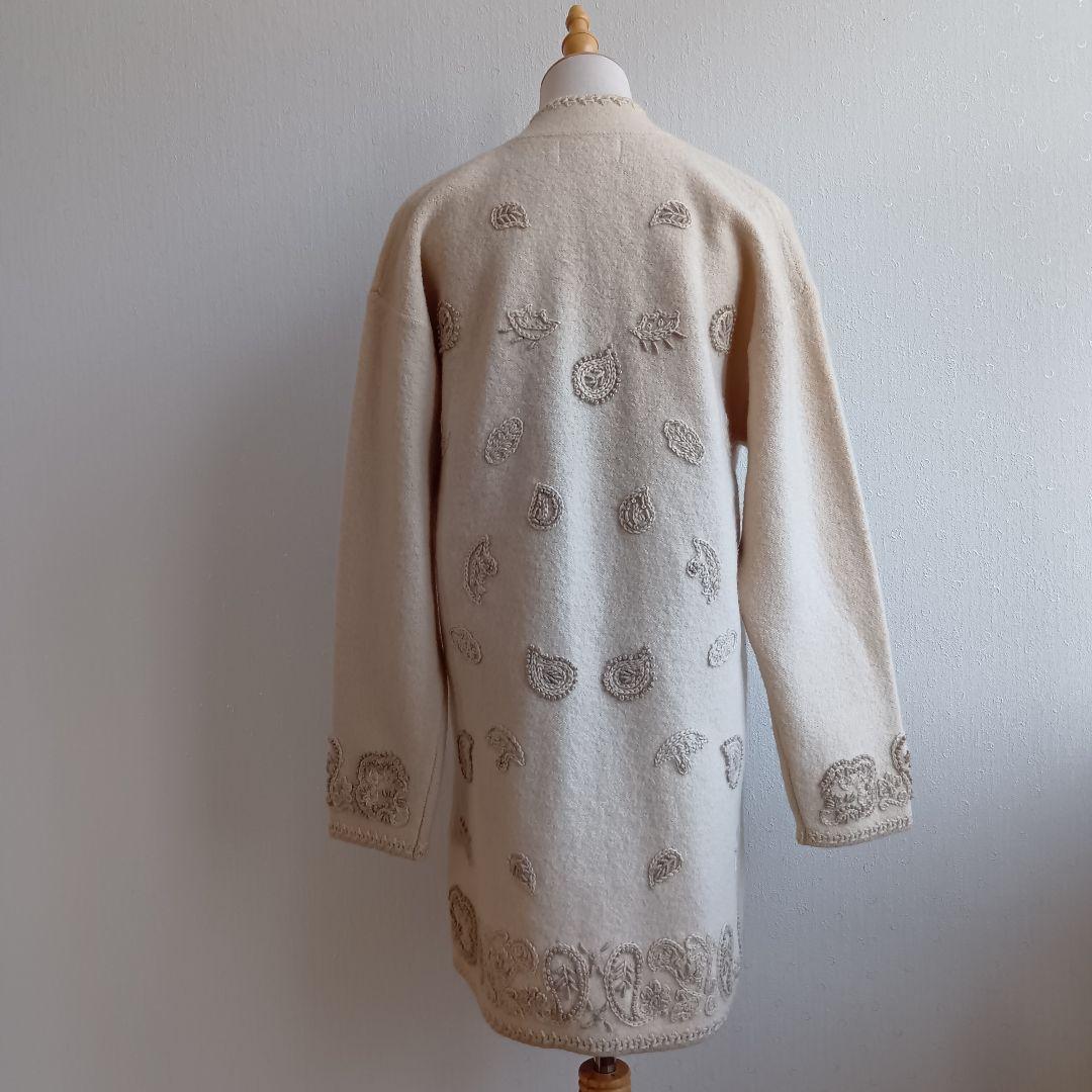 刺繍コート ウール100%