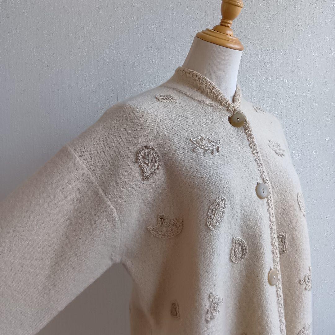 刺繍コート ウール100%