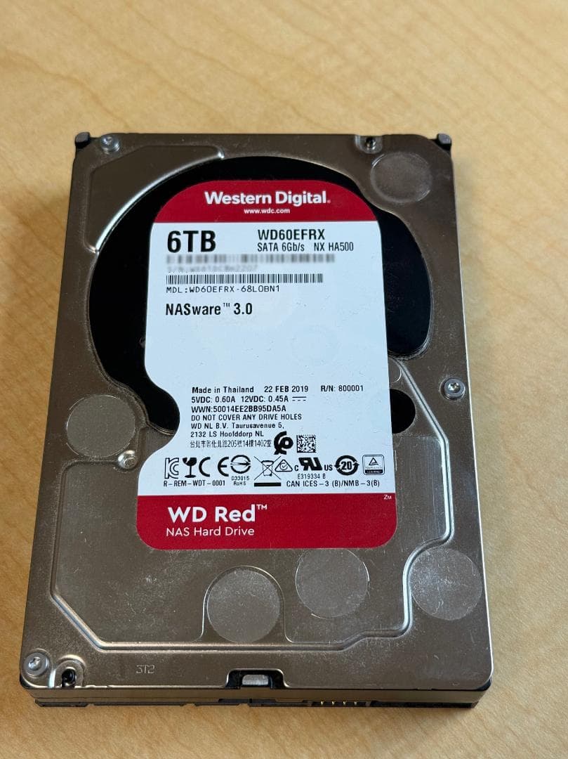 WD Red 6TB / WD60EFRX / 稼働時間約1万時間