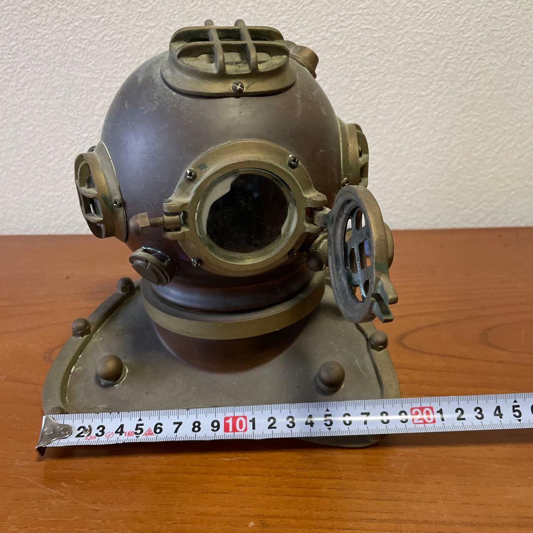 マ*/様 ダイバーズヘルメット アンティーク 置物 金属製 真鍮 約25cm