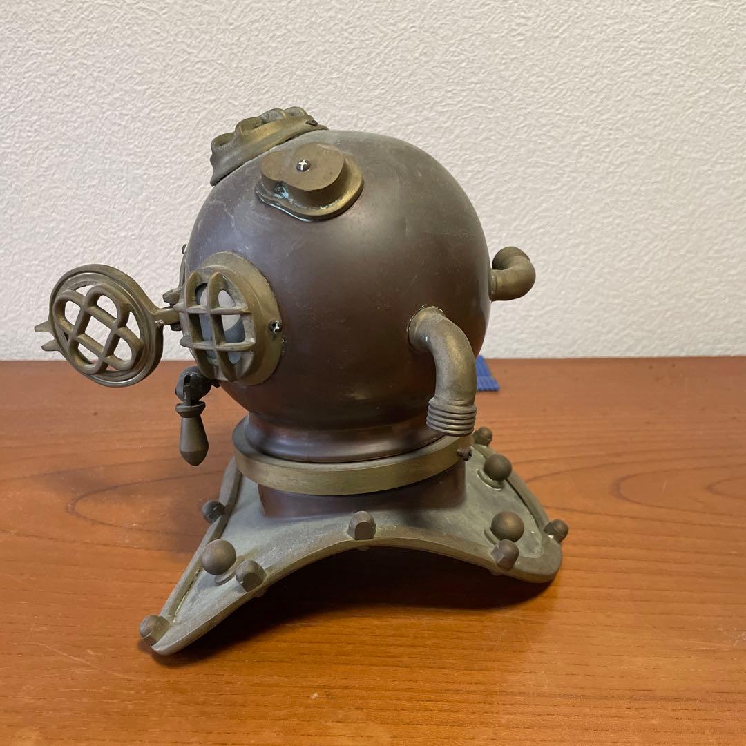 マ*/様 ダイバーズヘルメット アンティーク 置物 金属製 真鍮 約25cm