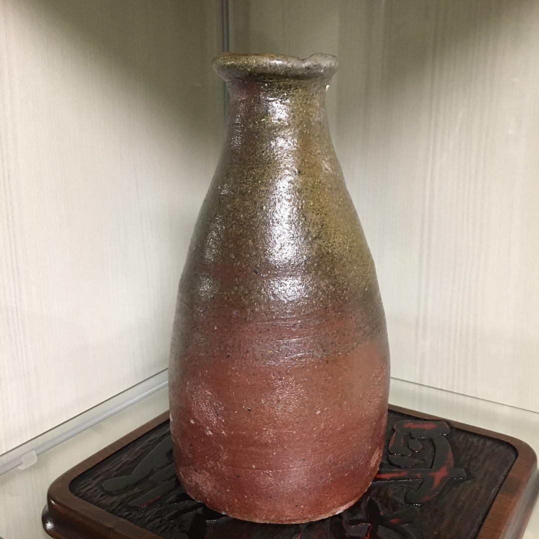 備前焼　希少作　前嶋五一郎　窯変　大徳利　義弟：原田拾六　酒器　花器　花入　花瓶