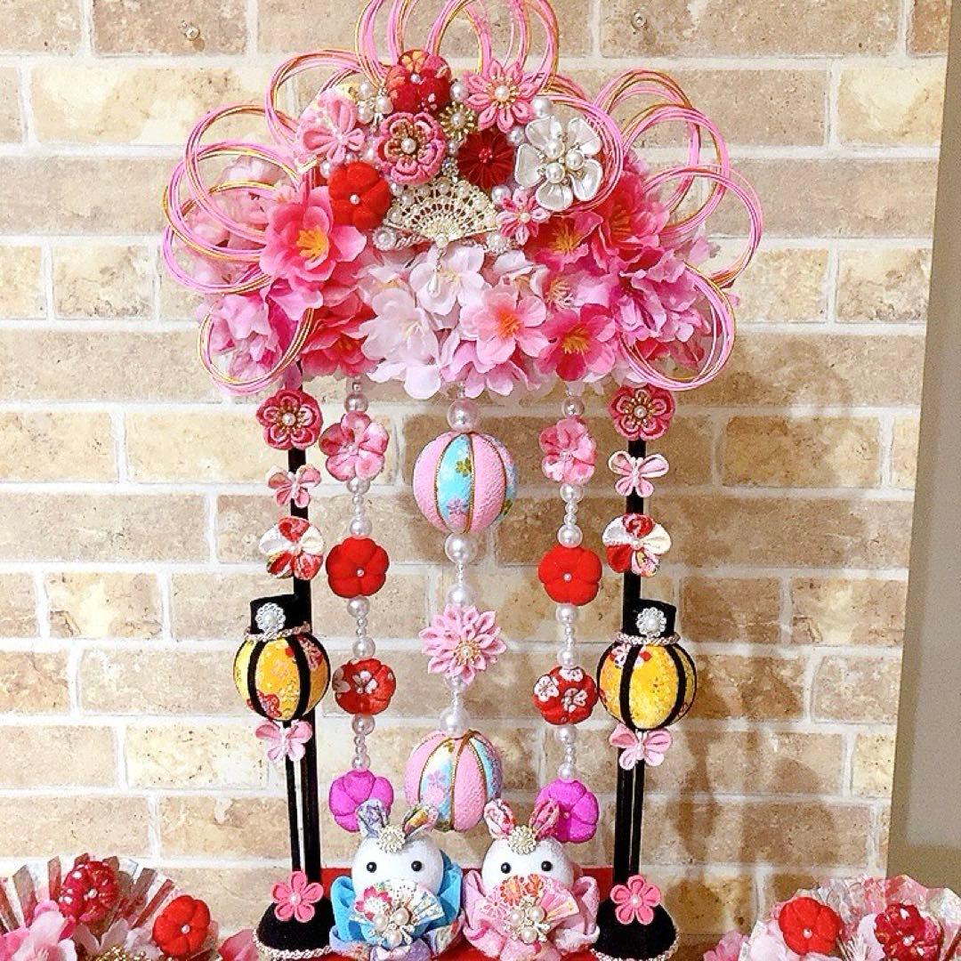 超豪華！最高峰のお雛様♡八重桜と吊るし飾りのお雛様3段飾り♡ひな祭り♡桃の節句