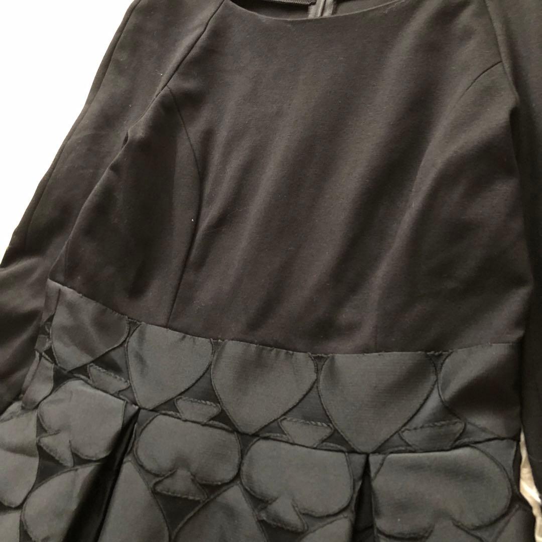 極美品✨トゥービーシック【38】異素材ドッキングワンピース　可愛いスペード柄　黒