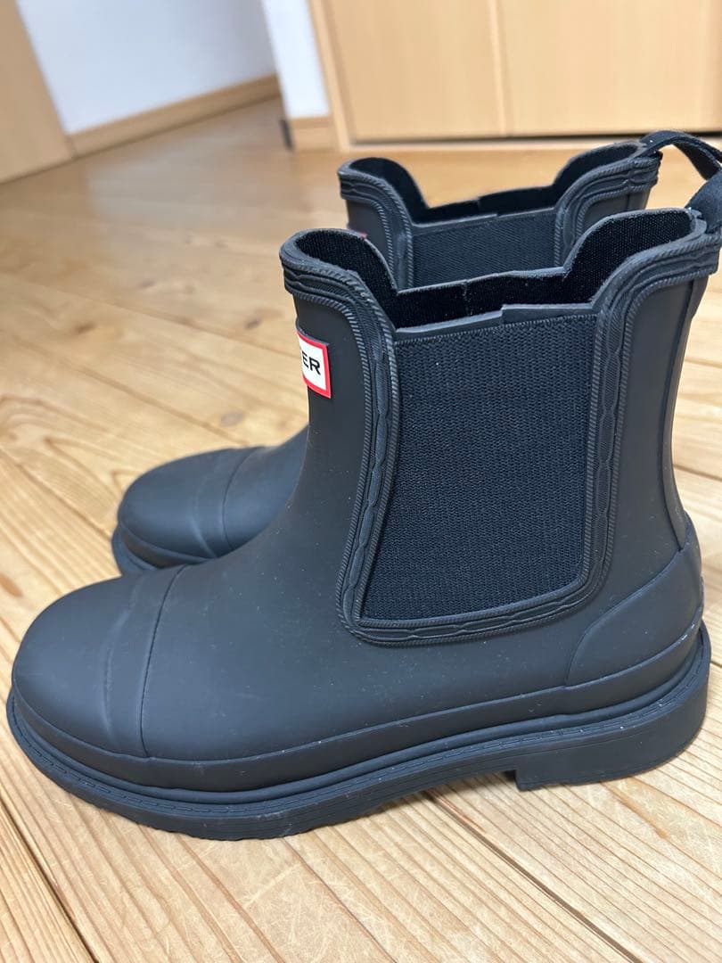 ハンターHunterレインブーツ 防水 ウィメンズ BLK サイドゴア ラバー