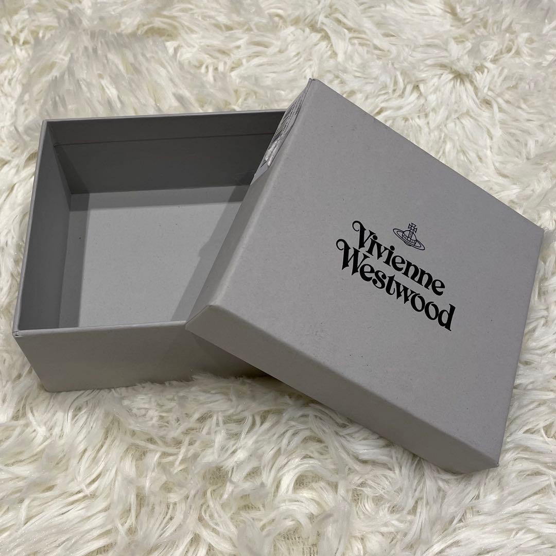美品 ヴィヴィアンウエストウッド 二つ折り財布 シボ革 がま口 ネイビー 箱付き