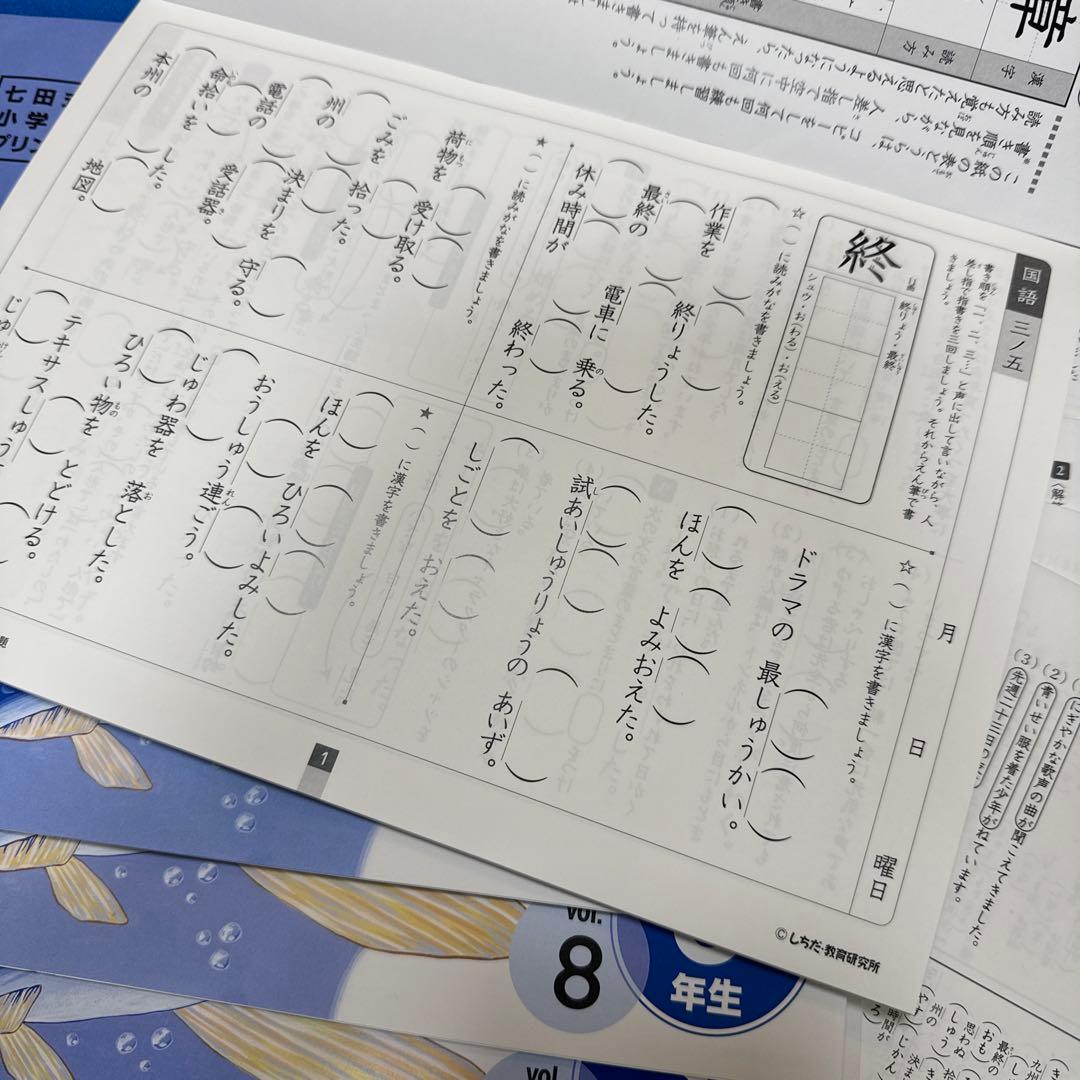 シチダ　七田式　小学生プリント　3年生　思考力国語　思考力算数　脳トレ