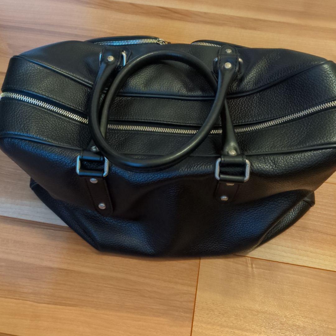 a testoni　ブラックレザーボストンバッグ
