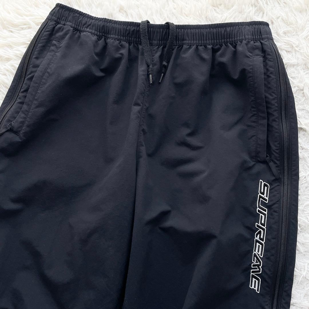 Supreme Warm Up Pant ロゴ刺繍 ナイロンパンツ ブラック