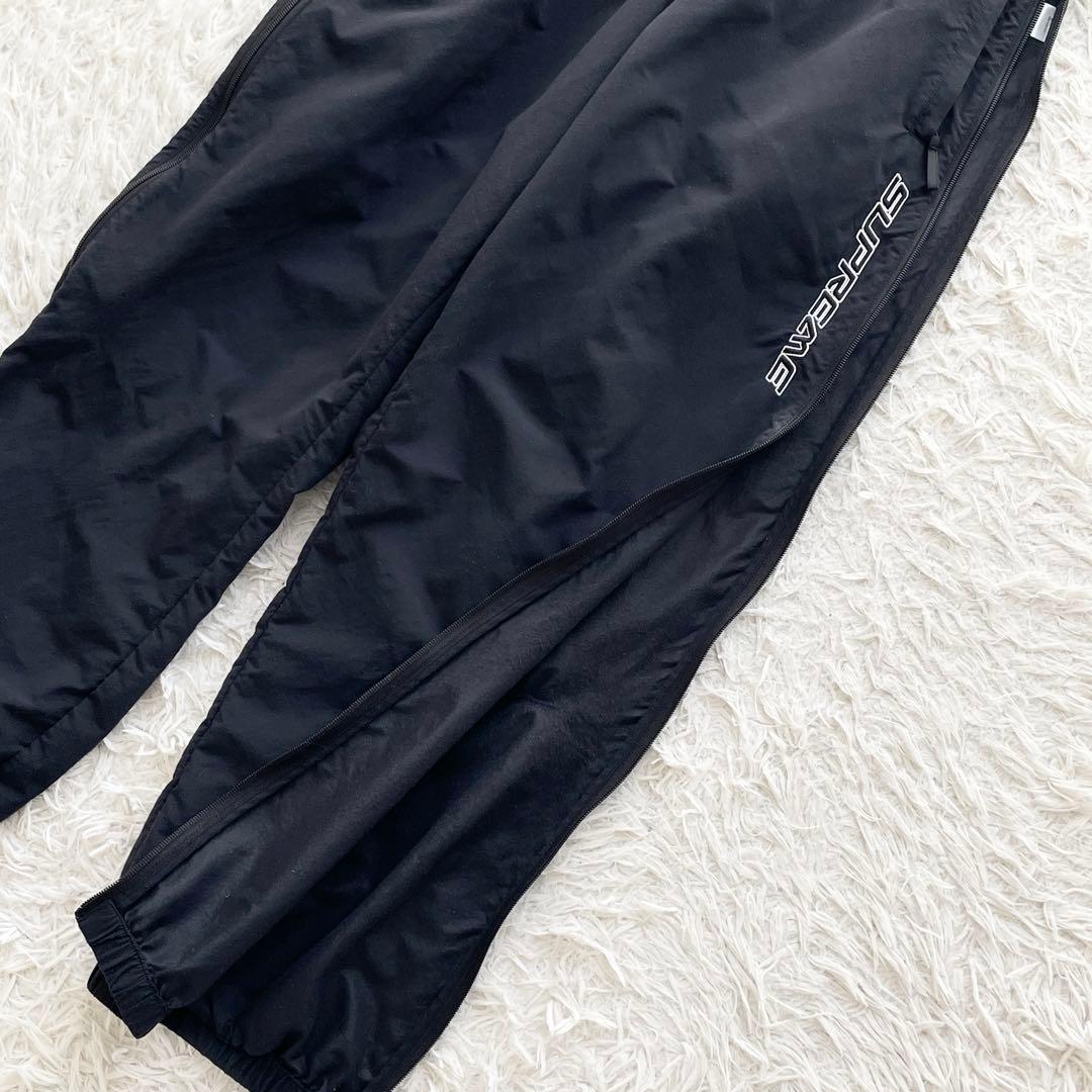 Supreme Warm Up Pant ロゴ刺繍 ナイロンパンツ ブラック