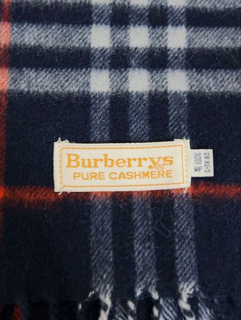 バーバリー　BURBERRY マフラー　チェック　ブルー系　カシミヤ100%