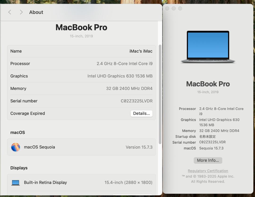 n*l様 MacBook Pro 15インチ2019/Core i9/32GB/