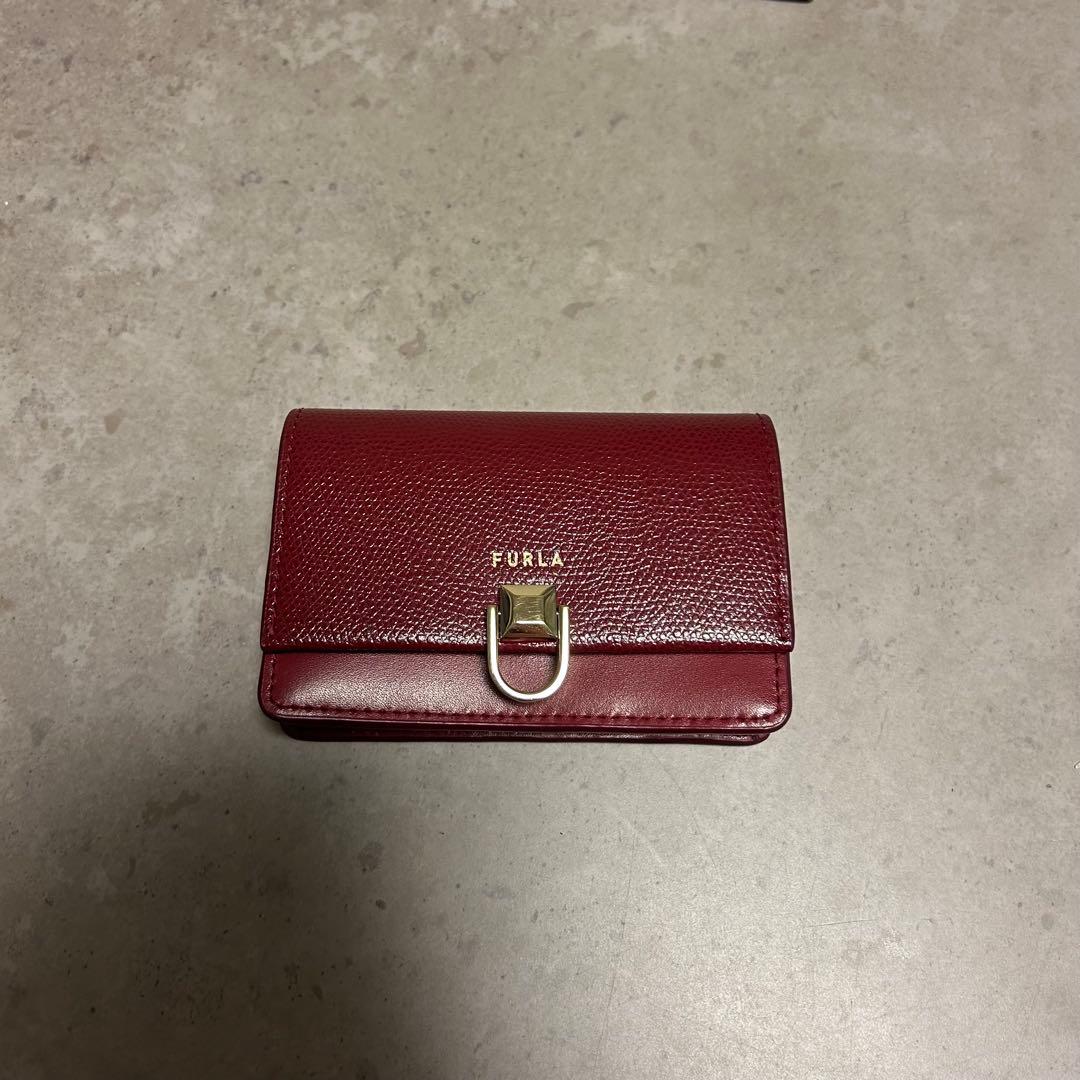 FURLA 名刺入れ レディース 赤 ワインレッド