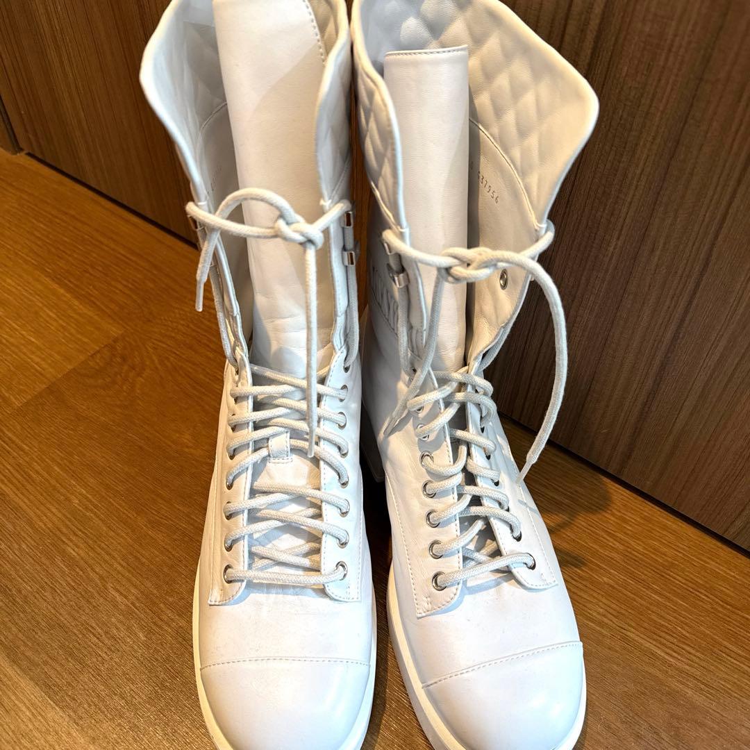 シャネル CHANEL マトラッセ ブーツ ホワイト ココマーク 39 1/2
