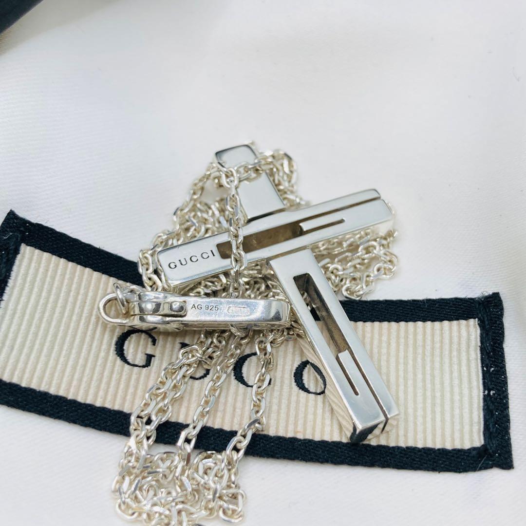 極美品✨ GUCCI グッチ ネックレス クロス カットアウトG AG925