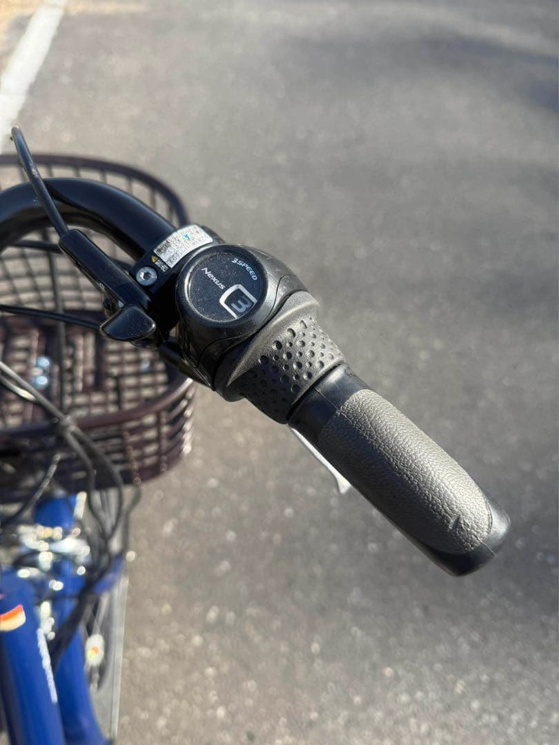 青色 電動アシスト自転車 シティタイプ