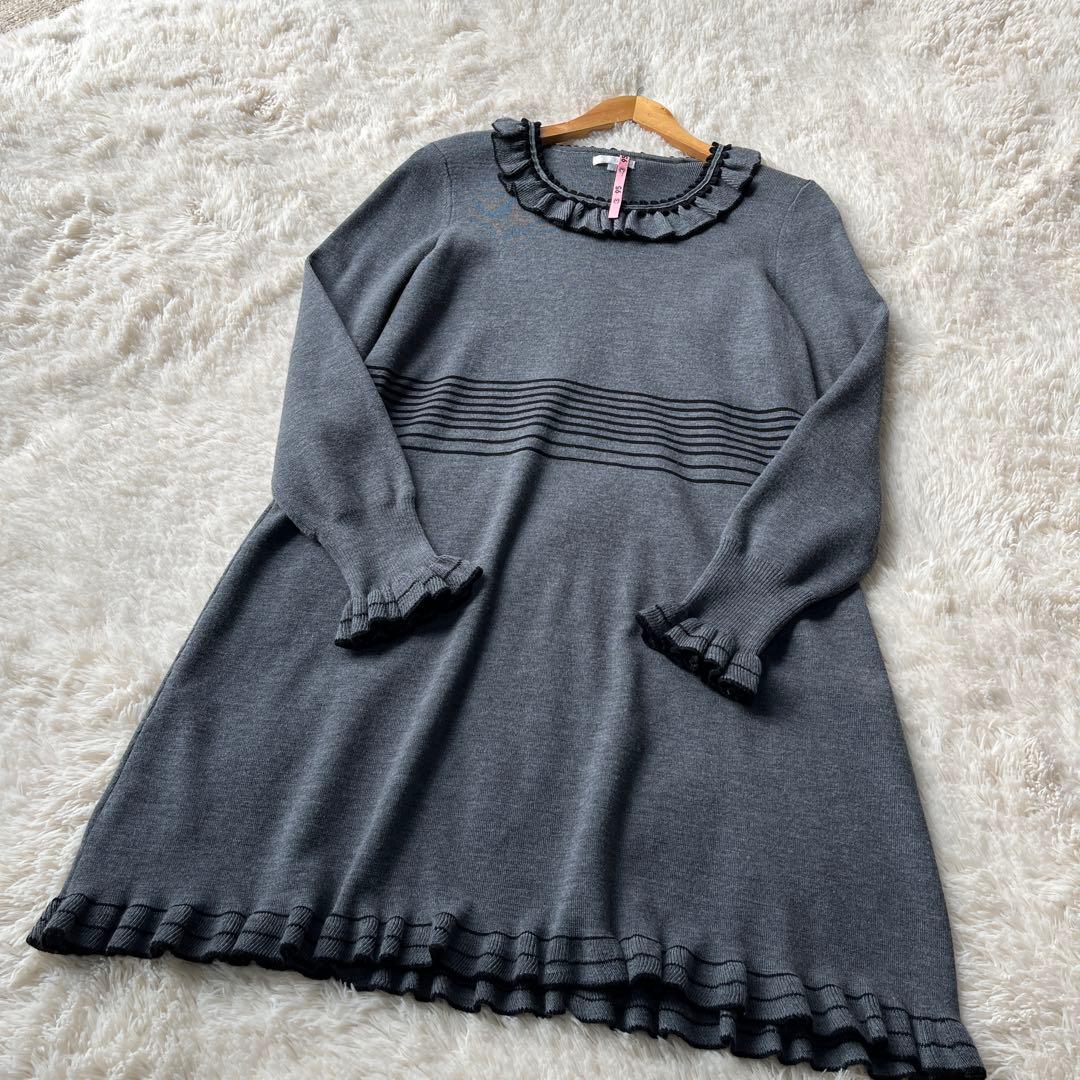 MILU TO BE CHIC フリル使い ニットワンピース サイズV