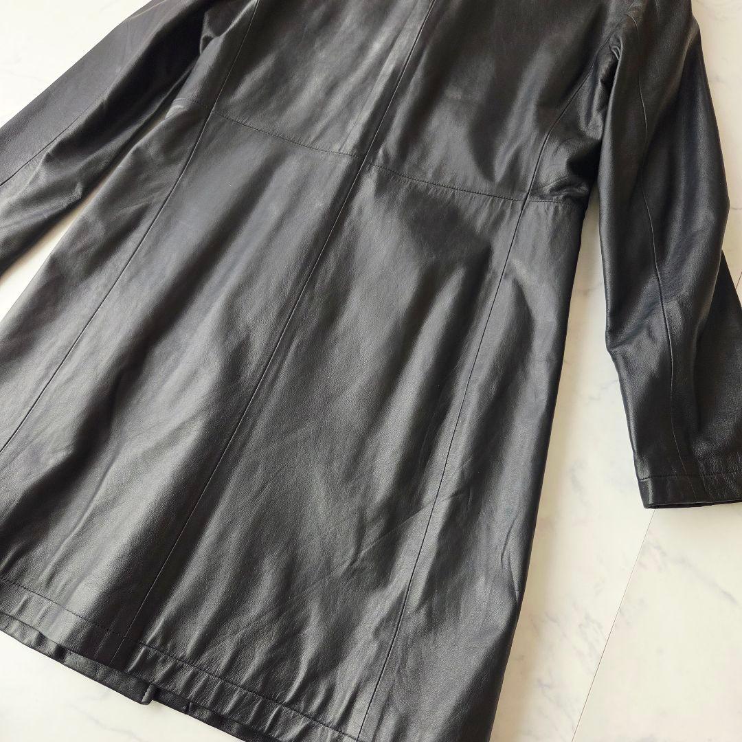 美品✨️ 北川製 BALMAIN バルマン ラムレザー ロングコート 黒 9号